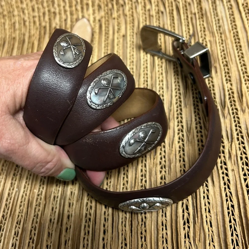 Vintage Brown Leather Golf Belt